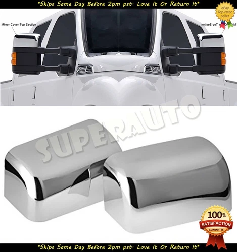 08-16 Ford Super Duty F250+F350+F450 TOP HALF Mirror Cover Triple Chrome Plated