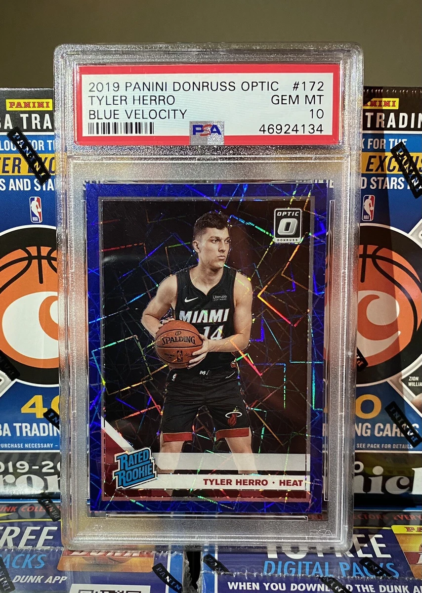 2019-20 Donruss Optic Tyler Herro Blue Velocity #172 PSA 10 Rookie 