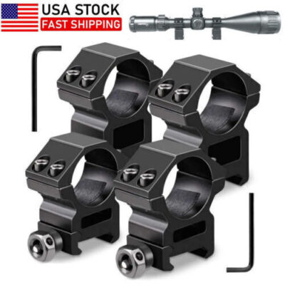 2 Pairs Rifle Scope Mount Ring 1 Inch High Medium Profile Picatinny Weaver Rail.