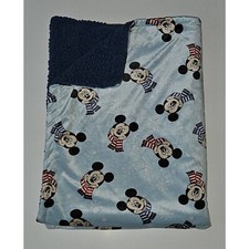 Disney Baby Mickey Mouse Fleece Blanket Blue Red Striped Scarves Snowflakes SOFT