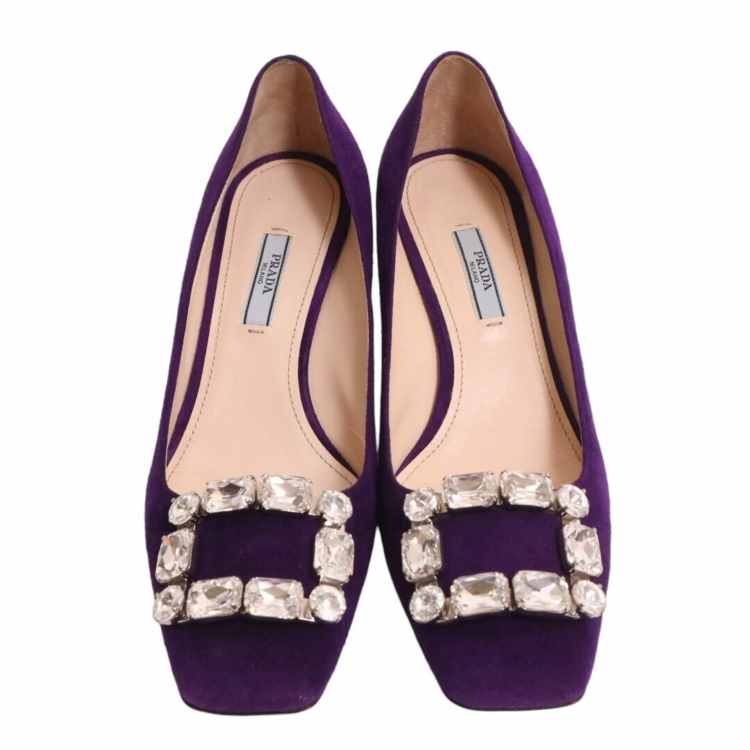 PRADA Pumps Heel Beaded Suede Purple EU38.5 US8.5 Japan F/S USED thumbnail 2