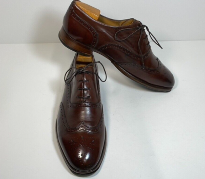 JACK ERWIN COGNAC ANTIQUE PATINA LEATHER MEDALLION WINGTIP  display picture 3