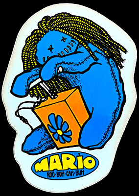 Vtg 1980's Alva Skateboard Sticker Mario ROO•BUH•CAH•BUH-not Santa