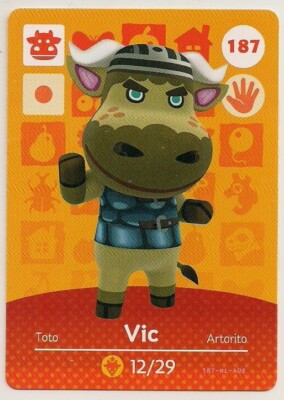 Animal Crossing amiibo Card: Vic 187 Series 2 Cow Viking New