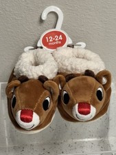 Rudolph The Red Nosed Reindeer Christmas Holiday Slippers Baby 12-24 Month NWT