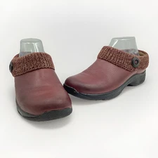 Dansko Kensie Women's Leather Knit Cuff Clogs Burgundy Size US 8.5-9/EU 39 EUC