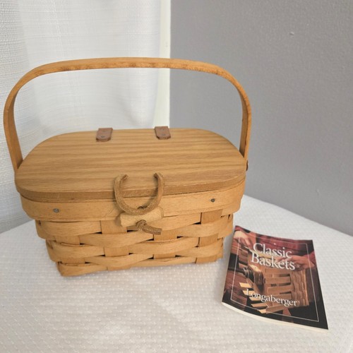 Longaberger Kiddie Cartera Cesta Llave Té Sin Usar Tejido Almacenamiento con Protector