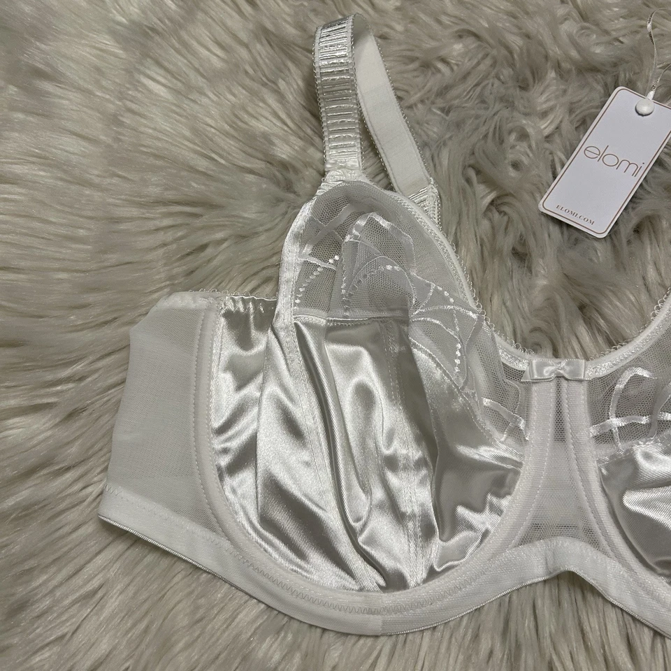 Elomi 40DD Bra White Cate Full Cup Banded Underwire 4030 Back Closure NEW - Image 3 of 4