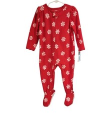 Carters Footed Baby Pajamas Sleeper Size 24 Months Red With Snowflakes Soft Cozy