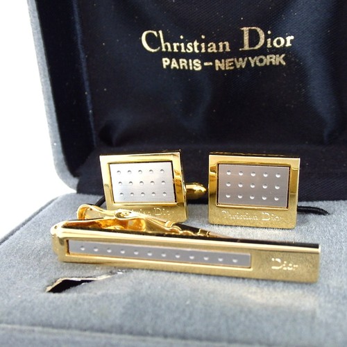 Authentic ChristianDior Cufflinks & Tie bar Metal[Used]