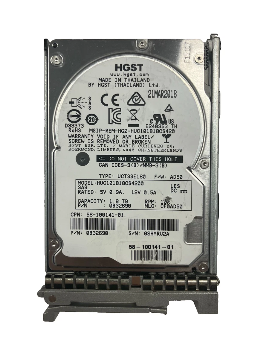 HGST SAS Internal Hard Disk Drives 1.8 TB Storage Capacity for