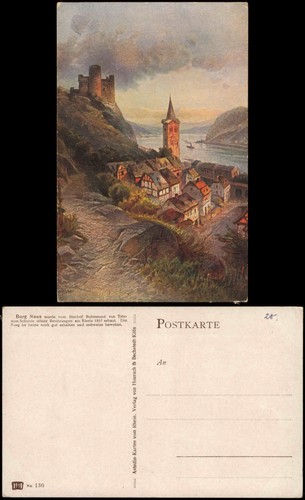 Ansichtskarte Wellmich-St. Goarshausen Burg Maus, Ort - Künstlerkarte 1915