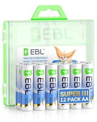 EBL Lithium AA Batterien, 1,5V High Power 3700mAh 12er Pack Familiengröße