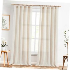 Linen Curtains 96 Inch Length 2 Panels Set 50"W x 96"L Pack of 2  Beige
