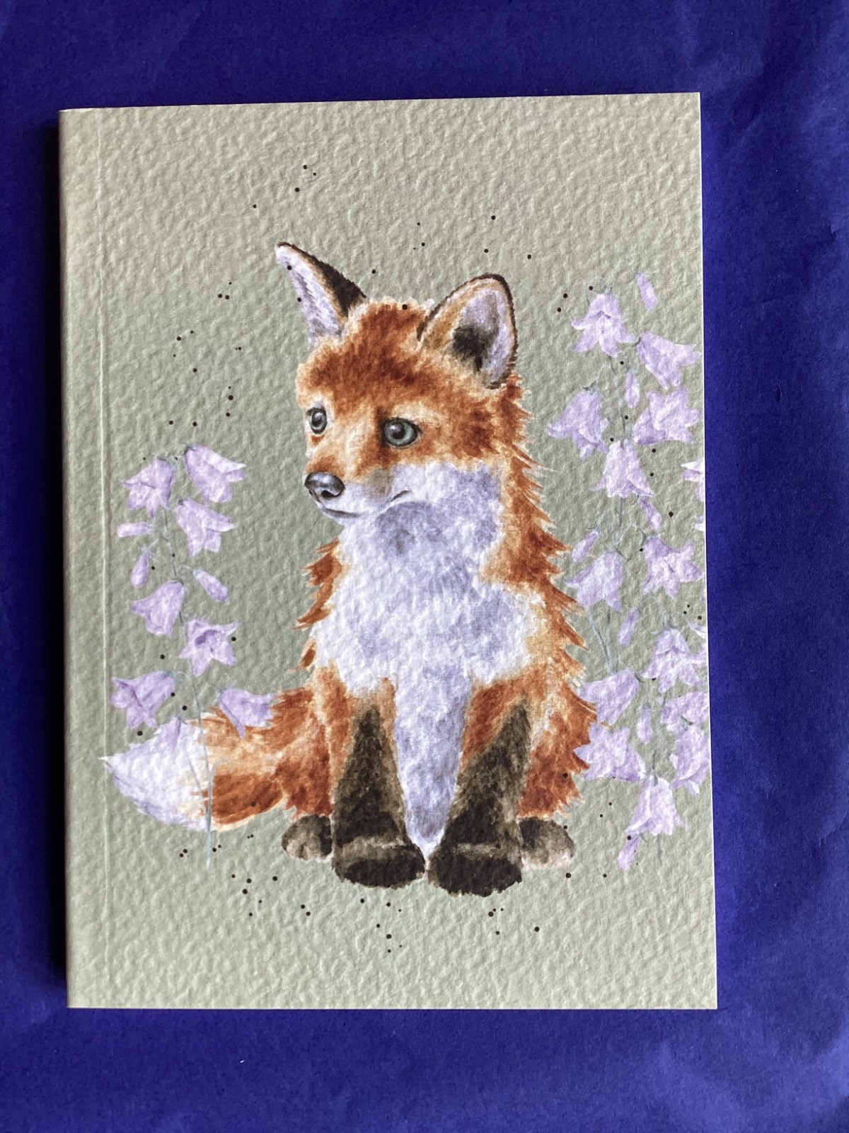 Beautiful WRENDALE A6 Paperback Notebook ""CONTEMPLATION"""" fox and white flowers
