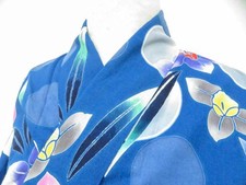 JAPANESE KIMONO YUKATA BLUE 160.5cm 5 ft 3 in COTTON EE8188
