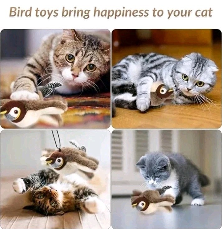 USB Interactive Flying Bird Cat Toys Electronic Pet Simulation Sparrow Toy US