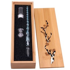 Glass Dip Pen Set Vintage Handmade Glass Signature Pen Elegant Crystal Dip Pe...