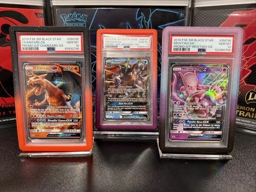 2019 POKEMON BLACK STAR PROMO #SM197 GRENINJA GX, CHARIZARD GX, MEWTWO GX PSA 10