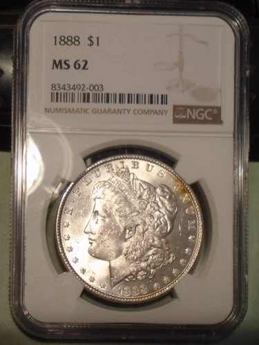 1888 p morgan silver dollar NGC MS 62 LIGHT TONING