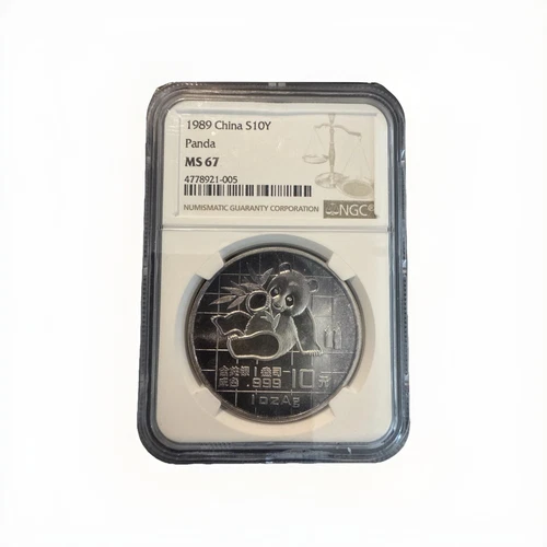1989 10Yn 1oz Chinese .999 Silver Panda NGC MS67