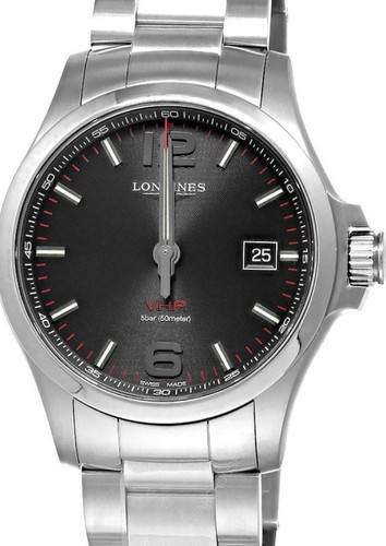 Longines Conquest V.H.P. Black Dial Steel 44mm Mens Watch L3.726.4.56.6 Full Set