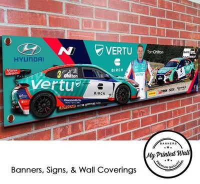 Team Vertu Hyundai i30 N BTCC Tom Chilton PVC Banner für Garage, Werkstatt etc