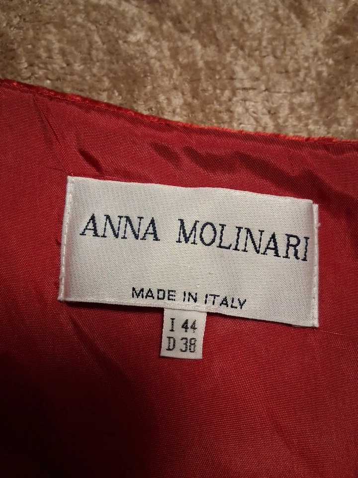 Vestido Anna Molinari De Colección Para Mujer Rojo Terciopelo Sin Mangas Hasta la Rodilla Talla IT 44 Foto 4 de 4
