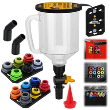 18-Piece Engine Oil Funnel Kit, 1.59QT/ 1.5L Automotive Coolant Funnel Set, 12 A