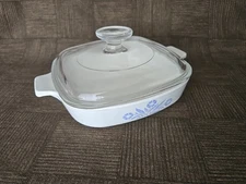 CORNING WARE Blue Cornflower 7" SKILLET / CASSEROLE DISH w/ Lid - Vintage 1959