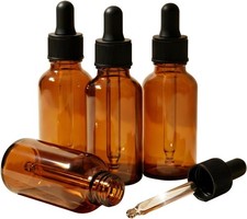 Set of 4 Glass Dropper Bottles 1 oz Leakproof 30ml Amber Glass Tincture