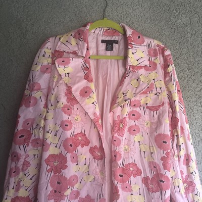 NWOT Apostrophe Pink Floral Jacket, Women's Size XL Lined Button-Down