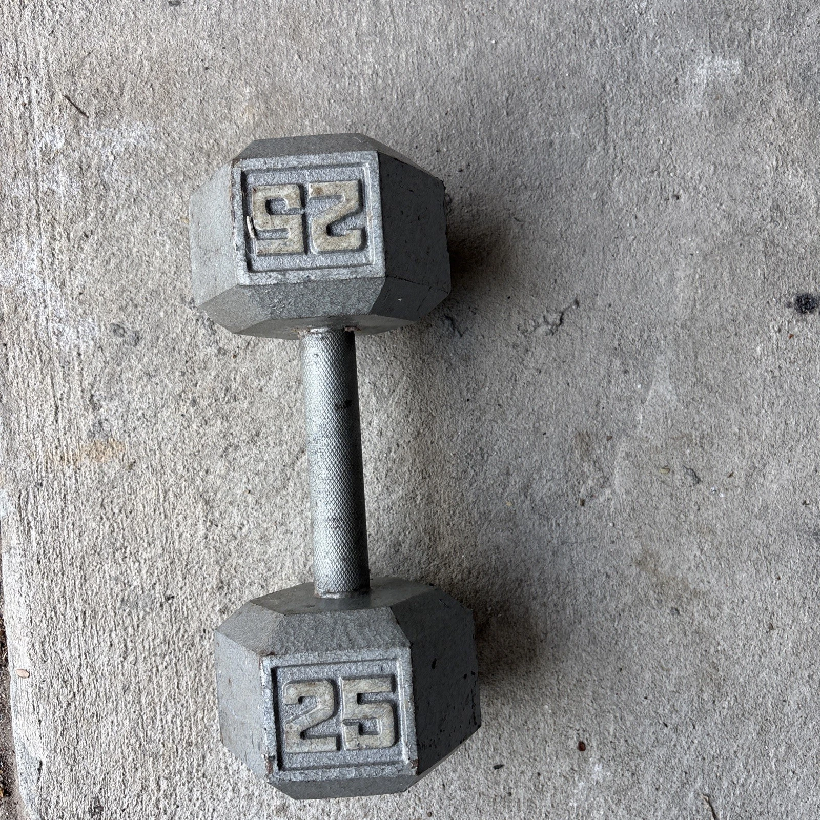 1 ONLY 25 lbs Dumbbell Cast Iron Hex Dumbbell Hexagon Weightlifting Lift Workout