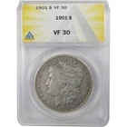 1901 Morgan Silver Dollar VF 30 ANACS $1 Coin Collectible SKU:I25658