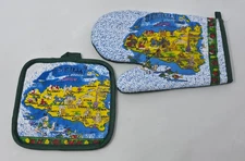 Vintage Sicily Souvenir Sicilia Oven Mitt and Pot Holder