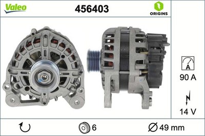 Lichtmaschine Generator Lima VALEO ORIGINS - NEW O.E. TECHNOLOGIE 456403 14V