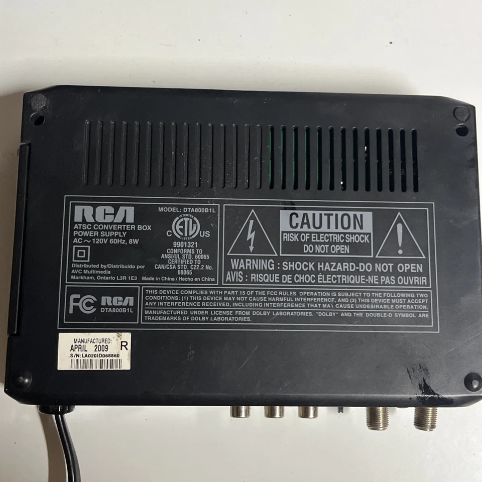 RCA Converter Box ATSC Digital To Analog Pass-Through Model: DTA800B1L - Image 2 of 3
