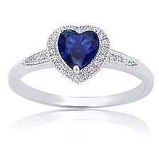 Heart Blue Sapphire Clear Cz Ring Sterling Silver Sizes 5 6 7 8 9 New