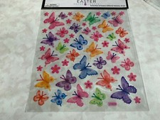EASTER PAPER CRAFTS STICKERS BUTTERFLIES  FLOWERS GLITTERED STICKERS