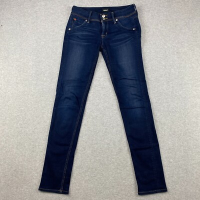 Hudson Collin Flap Skinny Jeans Womens * 26 Blue Low Rise Distress Stretch Denim