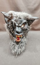 Adult Grey-haired Scary Werewolf Halloween Mask Costume Complete