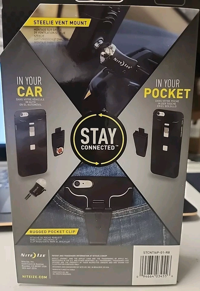 Sistema de Estuche Nite Ize Steelie Connect iPhone 6/6s Plus Montaje para Coche y Transporte - Nuevo Foto 2 de 4