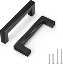  Black Stainless Steel Square Bar Drawer Pulls Cabinet Handles Pulls  Ø 1/2"