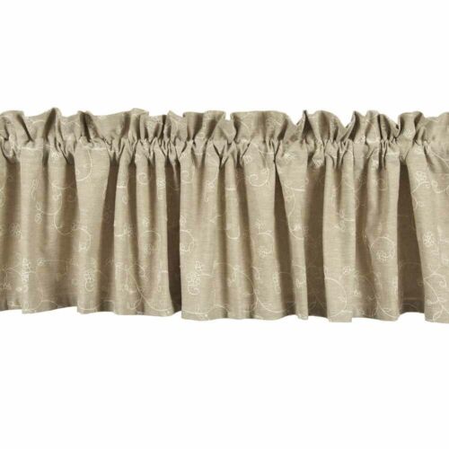 New Primitive Country Colonial CREAM CANDLEWICKING EMBROIDERED Curtain Valance