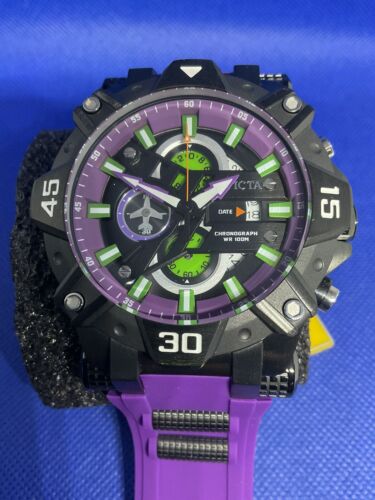 Invicta Aviator, black/purple mod 40181 men’s wristwatch - Picture 1 of 11