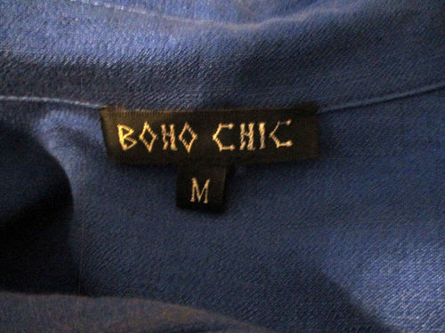 Top Boho Chic Tencel/Viscosa Azul Botón Oculto Delantero - Botón Expuesto Arriba Trasero M - Imagen 11 de 13