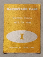 VINTAGE SATIN X PUNK ROCK BAND BACKSTAGE PASS ORPHEUM THEATRE OCTOBER 19, 1985