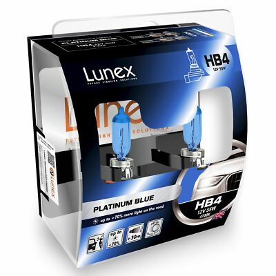 2x HB4 Lunex PLATINUM BLUE 55W 12V 9006 Super Blau Halogen Scheinwerfer 4700K