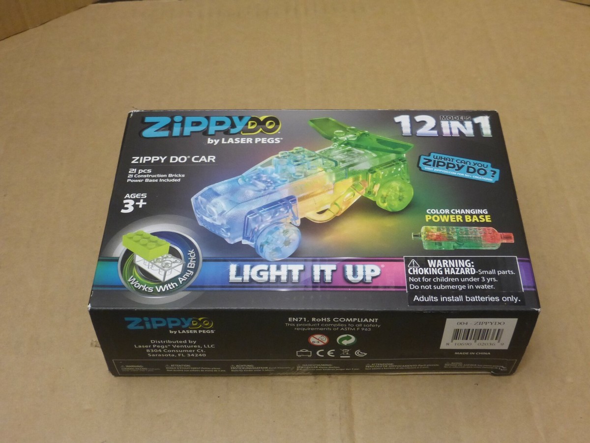 Laser Pegs Zippy Do Car 12 in Building Set w Lights up Power