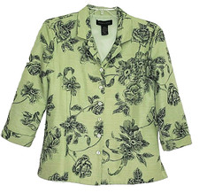 Silkland Jacket Blazer 100 Silk Medium Green Bead Embellished Floral Lined
